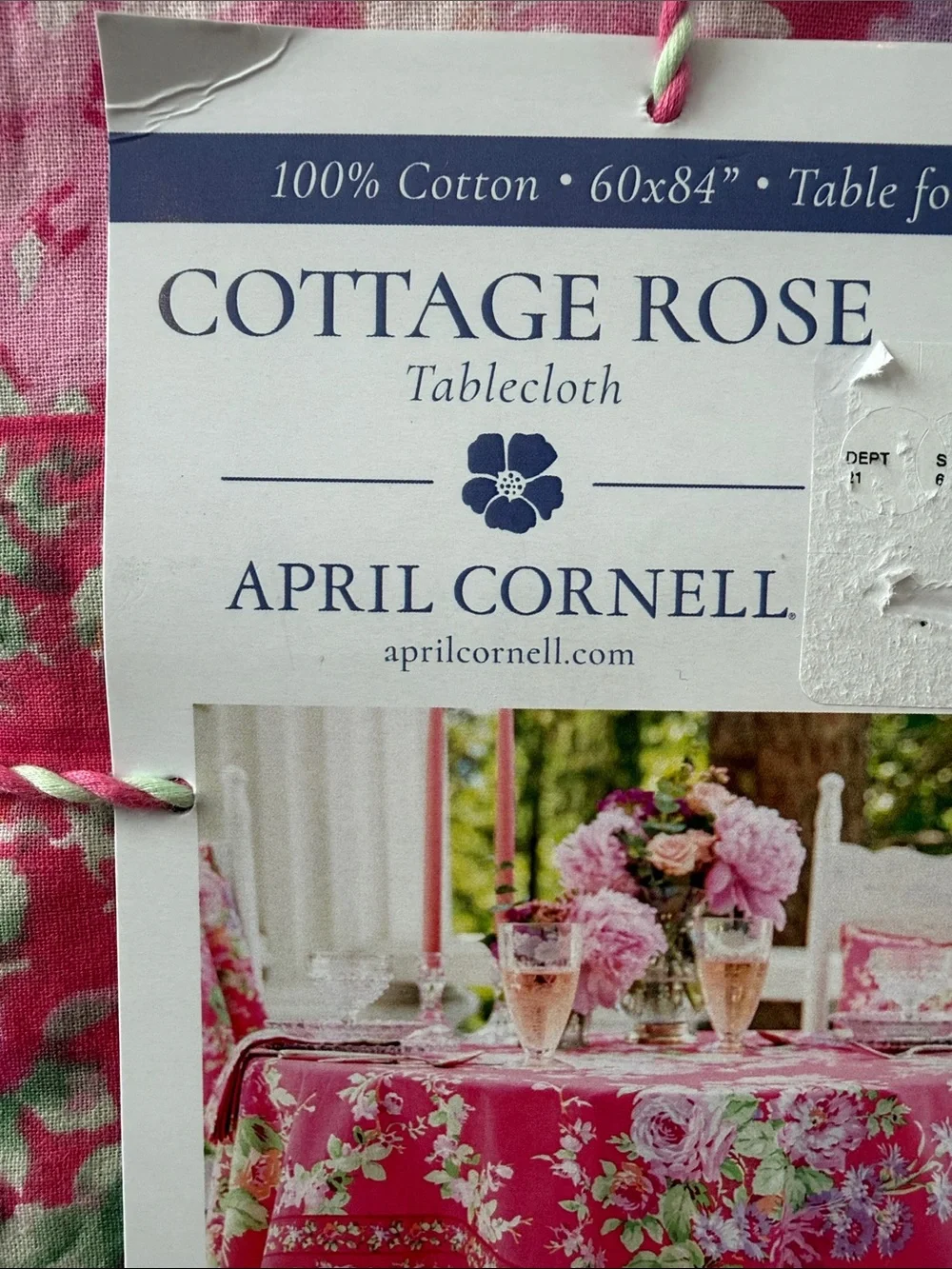 April Cornell cottage rose table cover tablecloth 60”X 84” table for 6-8